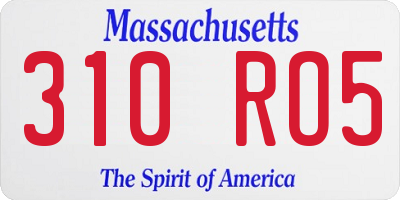 MA license plate 310RO5