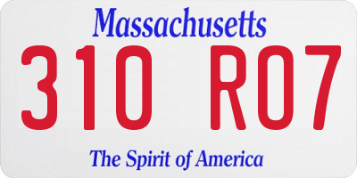 MA license plate 310RO7