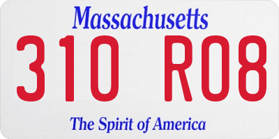 MA license plate 310RO8
