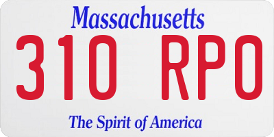 MA license plate 310RP0
