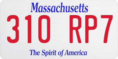 MA license plate 310RP7