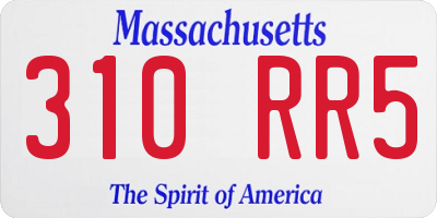 MA license plate 310RR5