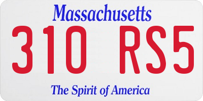MA license plate 310RS5