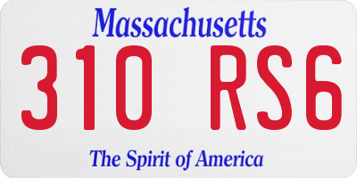 MA license plate 310RS6