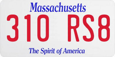 MA license plate 310RS8