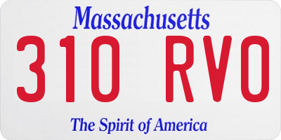 MA license plate 310RV0