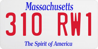 MA license plate 310RW1