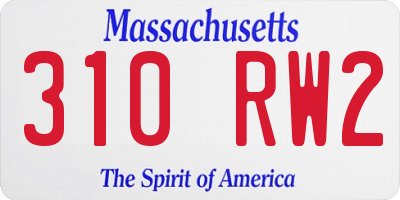MA license plate 310RW2