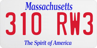 MA license plate 310RW3