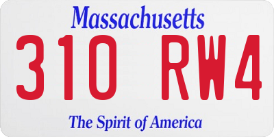 MA license plate 310RW4
