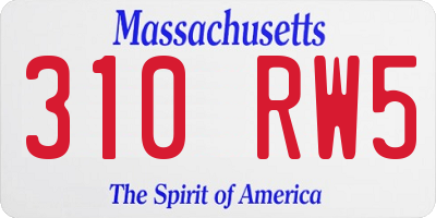 MA license plate 310RW5