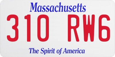 MA license plate 310RW6