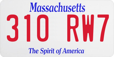MA license plate 310RW7