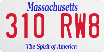 MA license plate 310RW8