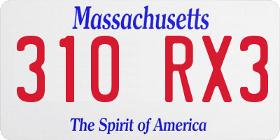 MA license plate 310RX3