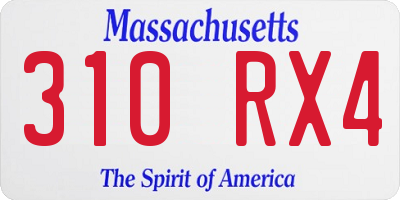 MA license plate 310RX4