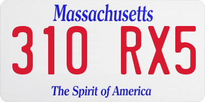 MA license plate 310RX5