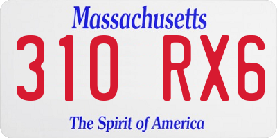 MA license plate 310RX6