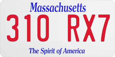 MA license plate 310RX7