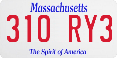 MA license plate 310RY3