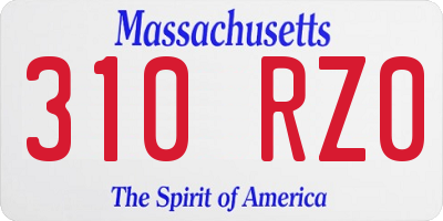 MA license plate 310RZ0