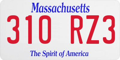 MA license plate 310RZ3