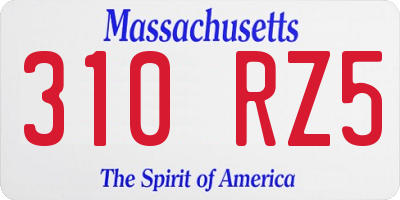 MA license plate 310RZ5
