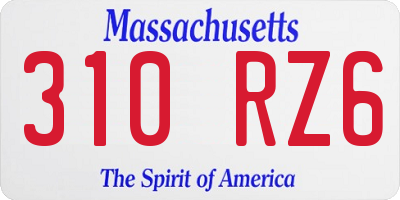 MA license plate 310RZ6