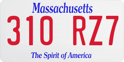 MA license plate 310RZ7