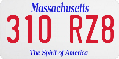 MA license plate 310RZ8