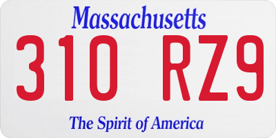 MA license plate 310RZ9