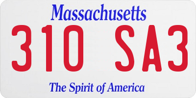 MA license plate 310SA3