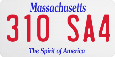MA license plate 310SA4