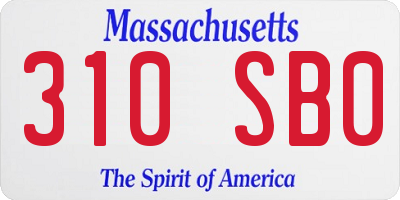 MA license plate 310SB0