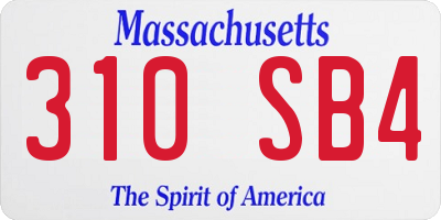 MA license plate 310SB4