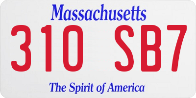 MA license plate 310SB7