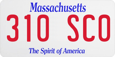 MA license plate 310SC0