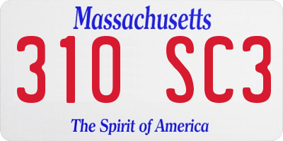 MA license plate 310SC3