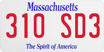 MA license plate 310SD3