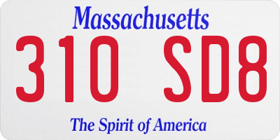 MA license plate 310SD8