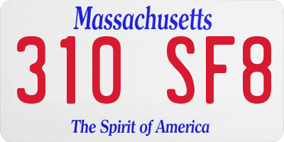 MA license plate 310SF8