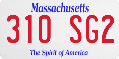 MA license plate 310SG2