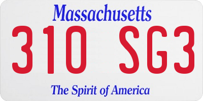 MA license plate 310SG3