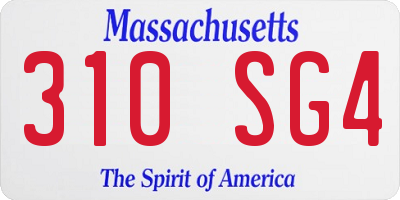 MA license plate 310SG4