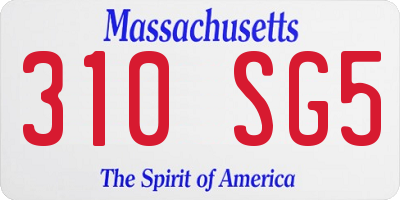 MA license plate 310SG5