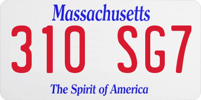 MA license plate 310SG7