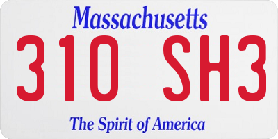 MA license plate 310SH3