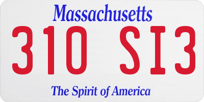 MA license plate 310SI3