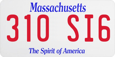 MA license plate 310SI6