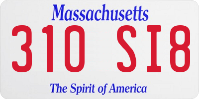 MA license plate 310SI8